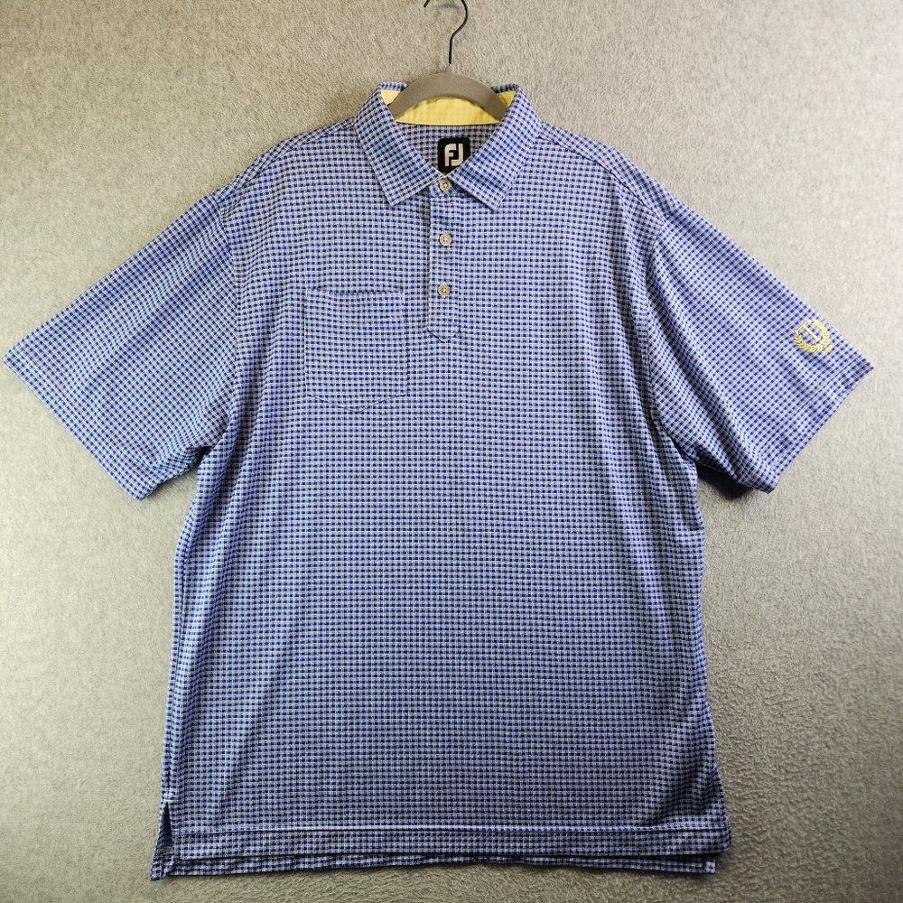 Footjoy Shirt Mens Extra Large Blue Checkered Golf Polo Golfing Picnic Checks